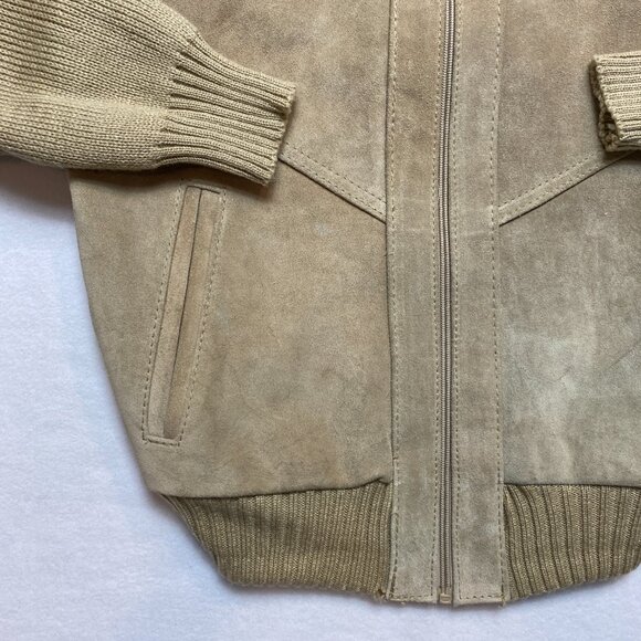 Vintage Alan Stuart  Cowhide Jacket Mens S Tan Bomber Suede Full Zip NWD - Picture 5 of 14